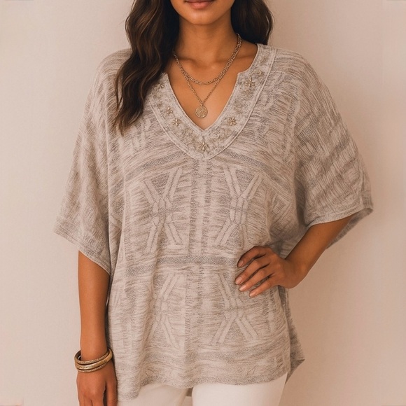 White House Black Market Tops - White house black market embellished knit poncho sweater ❤️